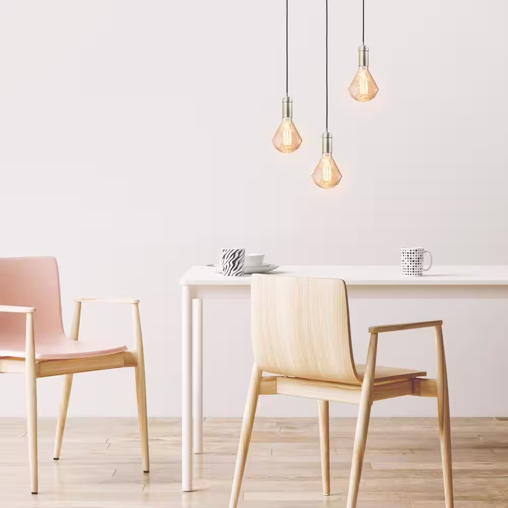 Globe Electric 40 Watt Diamond Shape Dimmable Cage Filament Amber Glass Vintage Edison Incandescent Light Bulb, Soft White Light