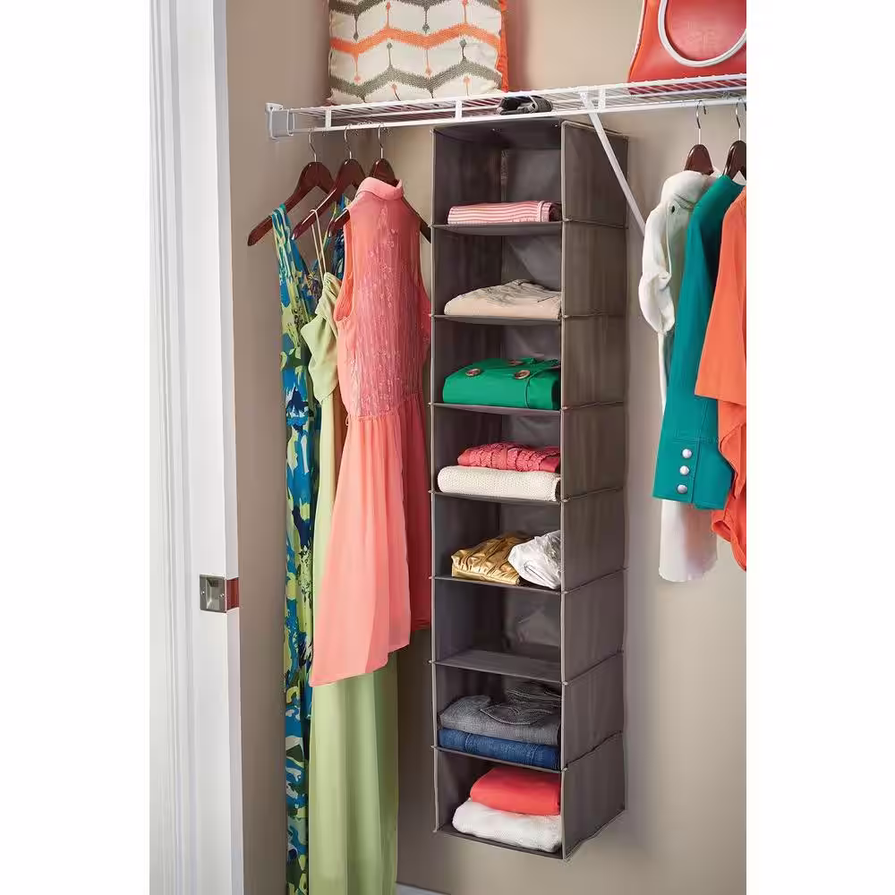 ClosetMaid 54 in. H 8-Pair Nonwoven Fabric Brown Hanging Shoe Organizer