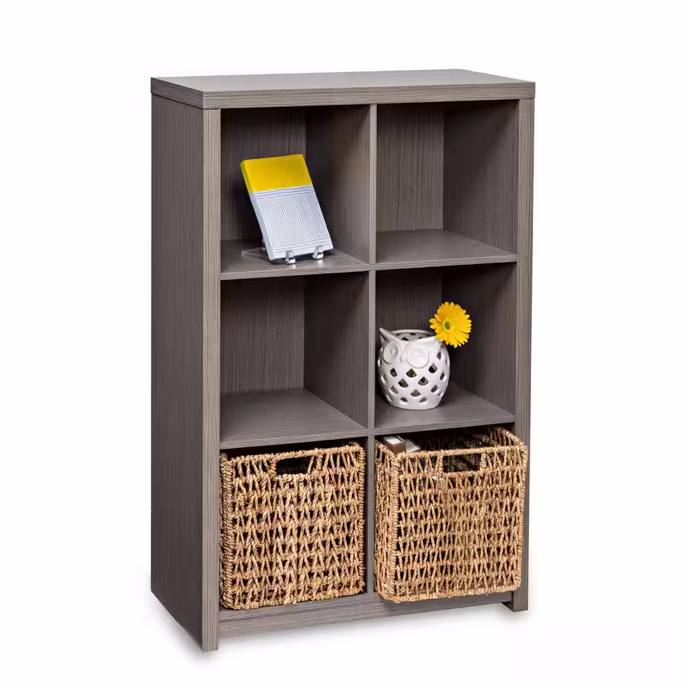 Honey-Can-Do 39 in. H x 25.6 in. W x 11.6 in. D Gray MDF Laminate 6-Cube Organizer