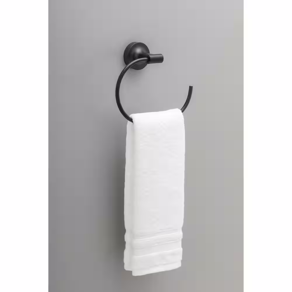 Franklin Brass Voisin Round Open Towel Ring Bath Hardware Accessory in Matte Black