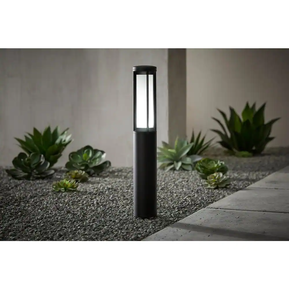 Hampton Bay 40-Watt Equivalent Low Voltage Madison Black Integrated LED Outdoor Landscape Path Light with Frosted Glass