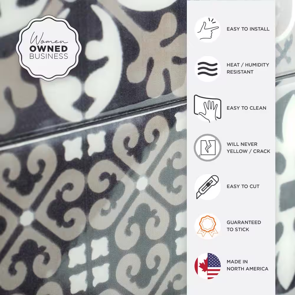 smart tiles Vintage Arezzo Black 9 in. x9 in. Vinyl Peel and Stick Tile (2.22 sq. ft./4 pack)