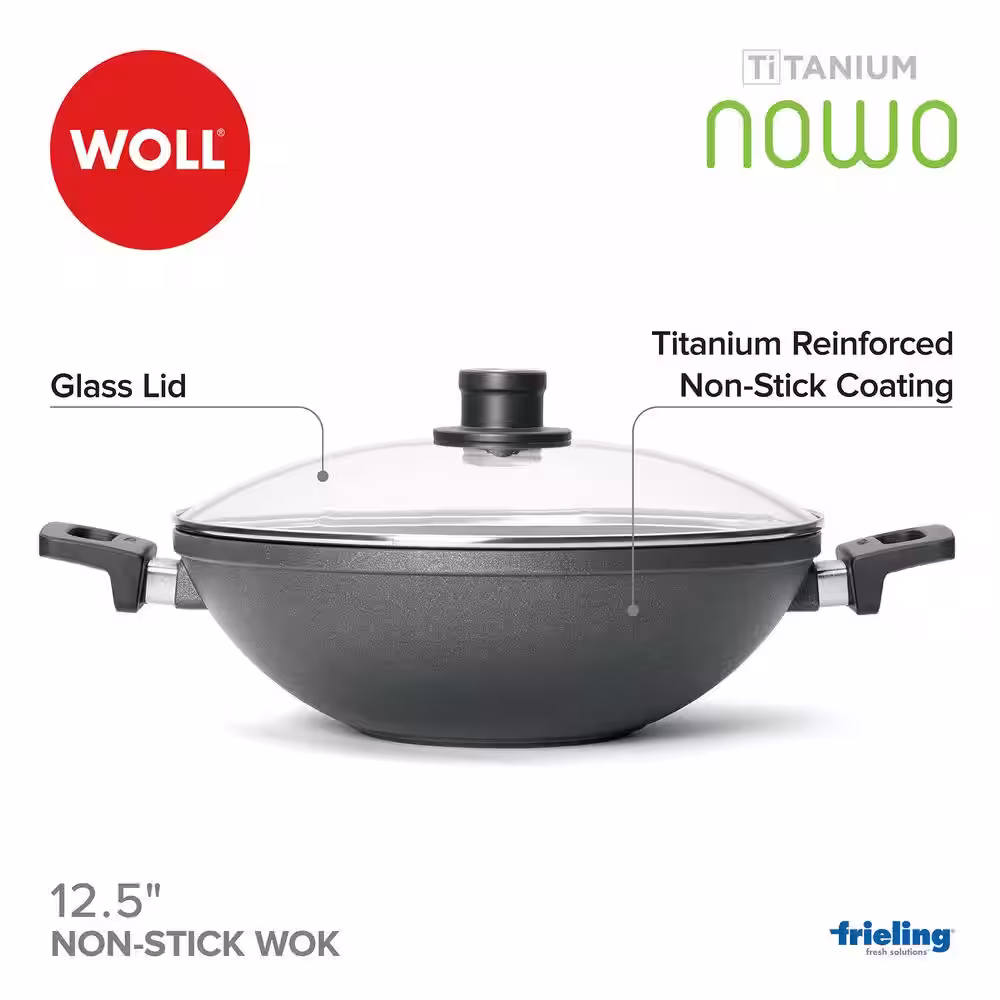 Frieling Woll Nowo 12.5 in. Wok with 2-Side Handles and Lid