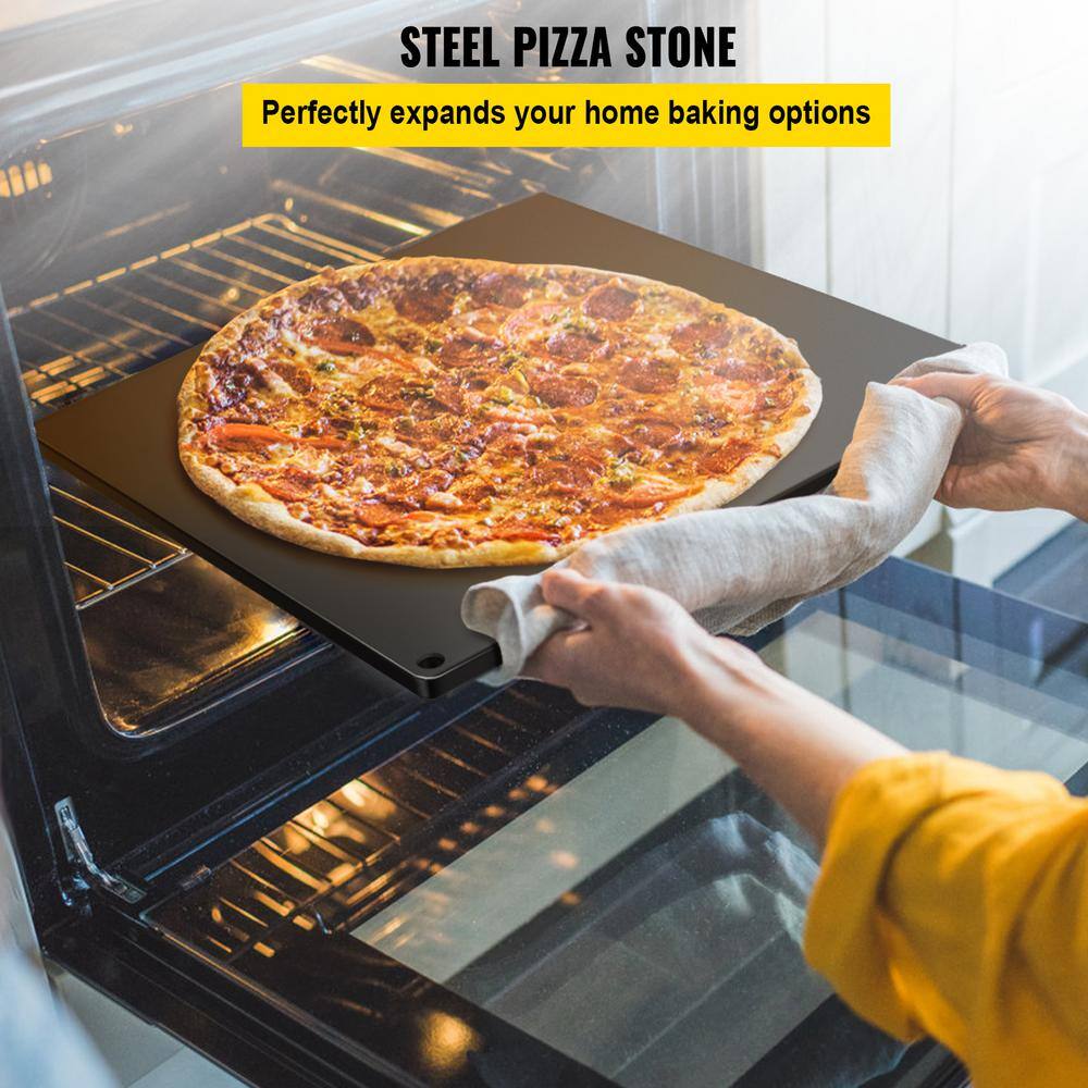 VEVOR Pizza Pans 16.1 in. x 14.2 in. x 0.4 in. Non-stick Steel Baking Steel Pizza Stone with 20x Higher Conductivity, Black