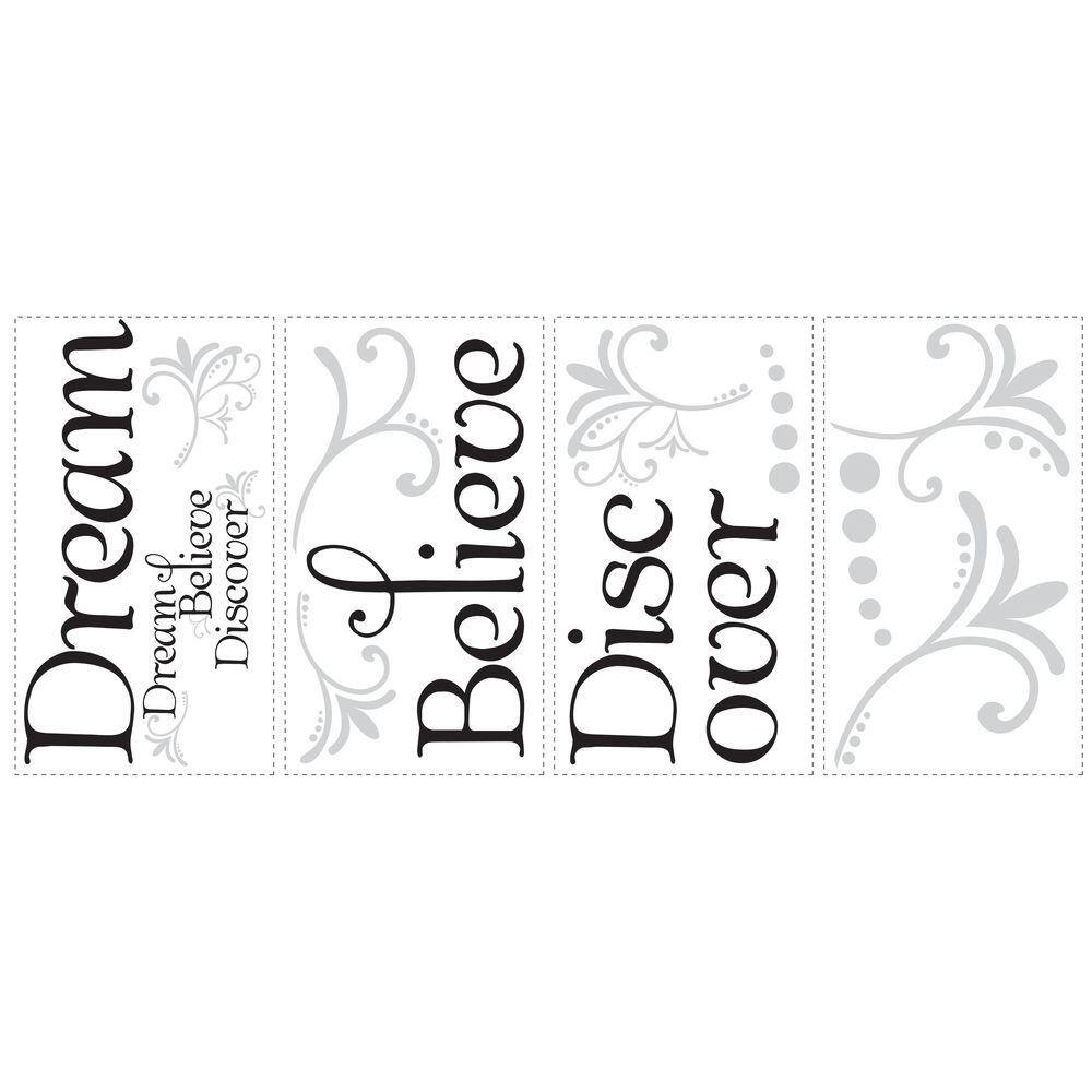 RoomMates 10 in. x 18 in. Dream Believe Discover 20-Piece Peel and Stick Wall Decals