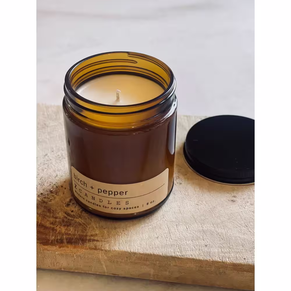 Z CANDLES Birch plus Pepper Amber Jar Candle 8 oz.