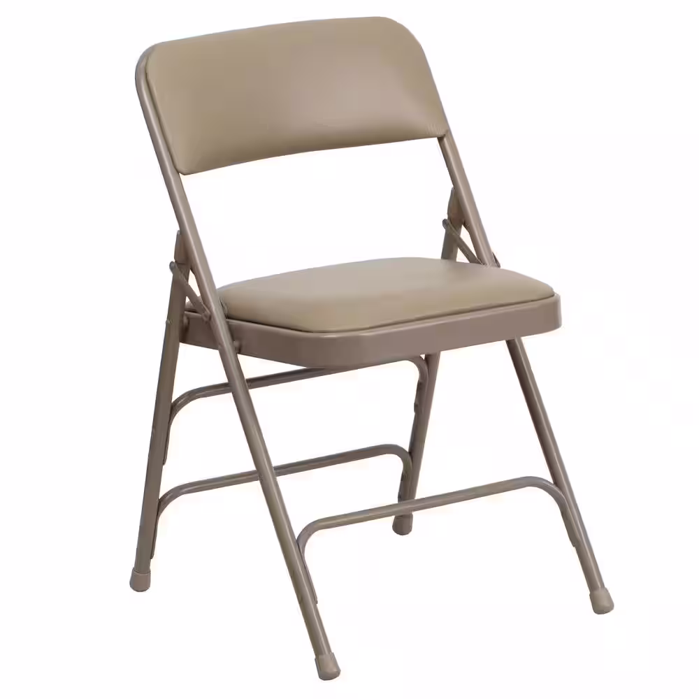 Flash Furniture Beige Vinyl/Beige Frame Metal Folding Chair (4-Pack)