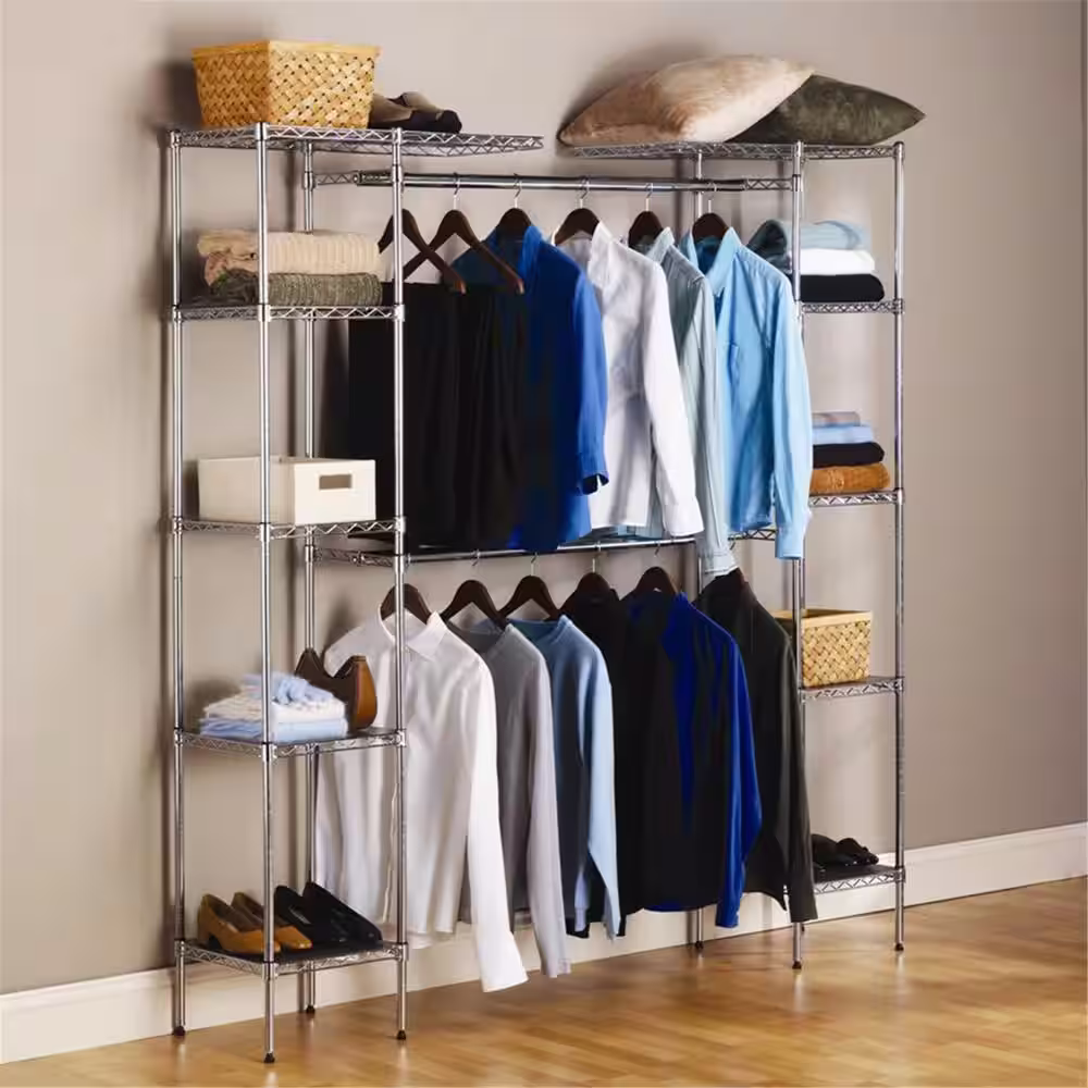 None 58 in. W - 85 in. W Silver Adjustable Tower Wire Closet System