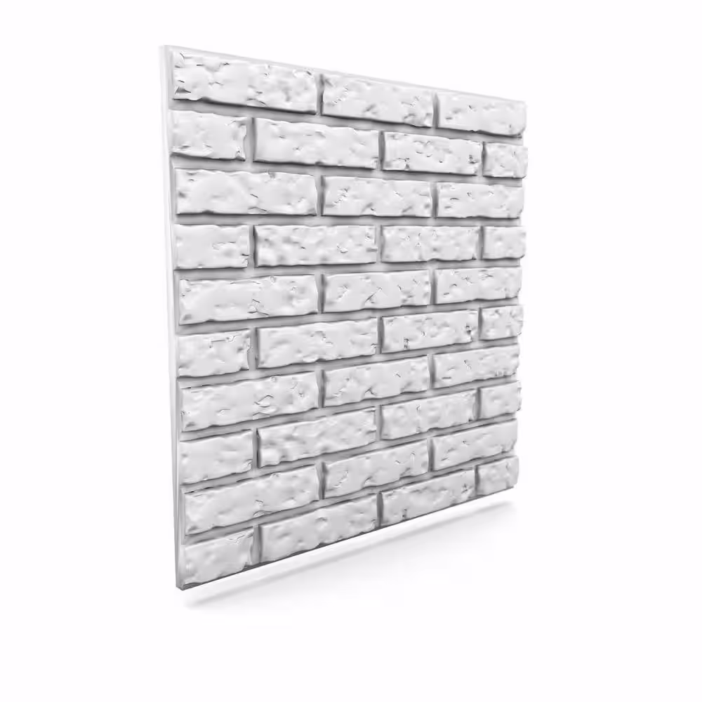 A La Maison Ceilings Brick Plain White 2 ft. x 2 ft. Seamless Foam Glue-up 3D Wall Panel (24 sq. ft./case)