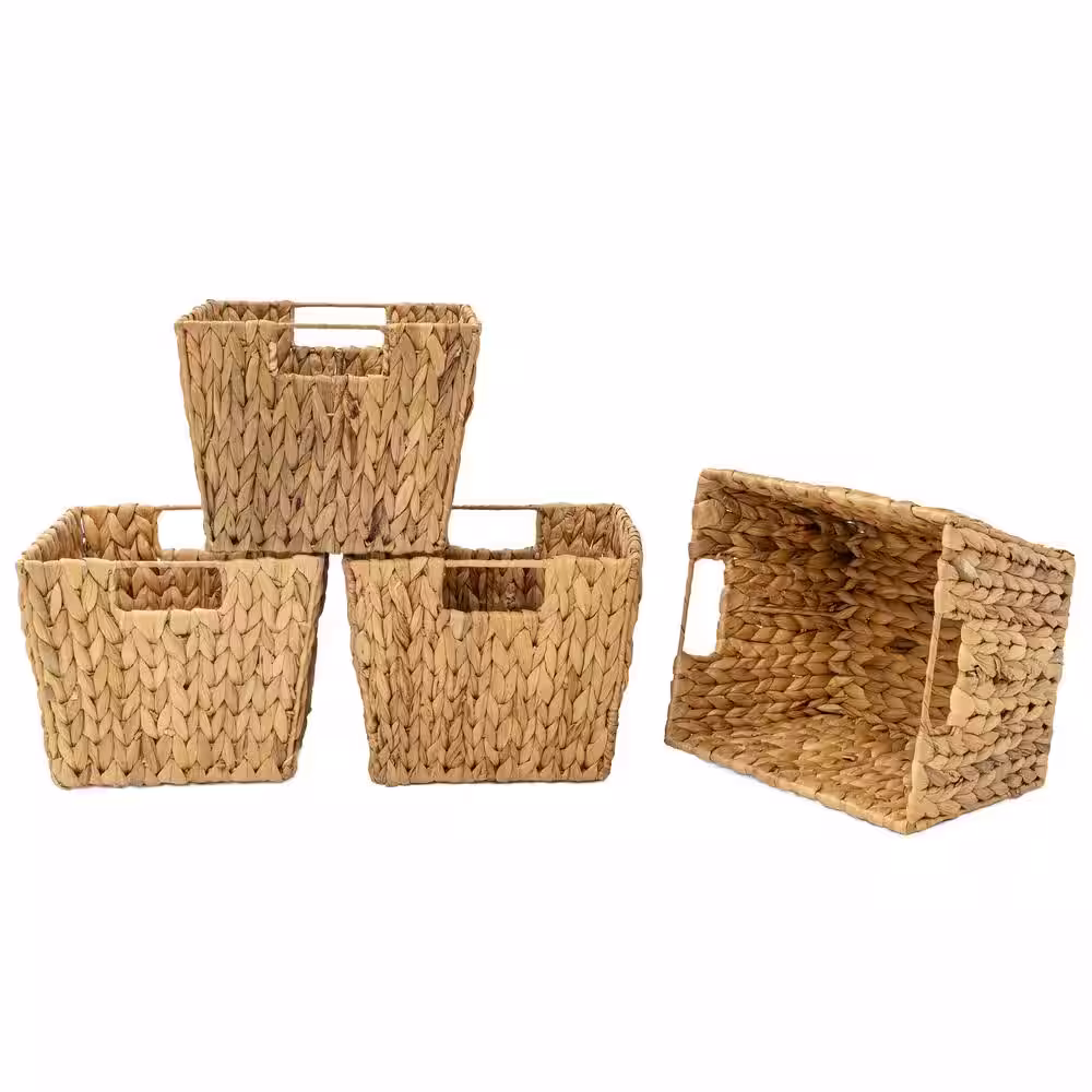 Trademark Innovations 8 in. H x 10 in. W x 11.5 in. D Brown Wicker Cube Storage Bin 4-Pack