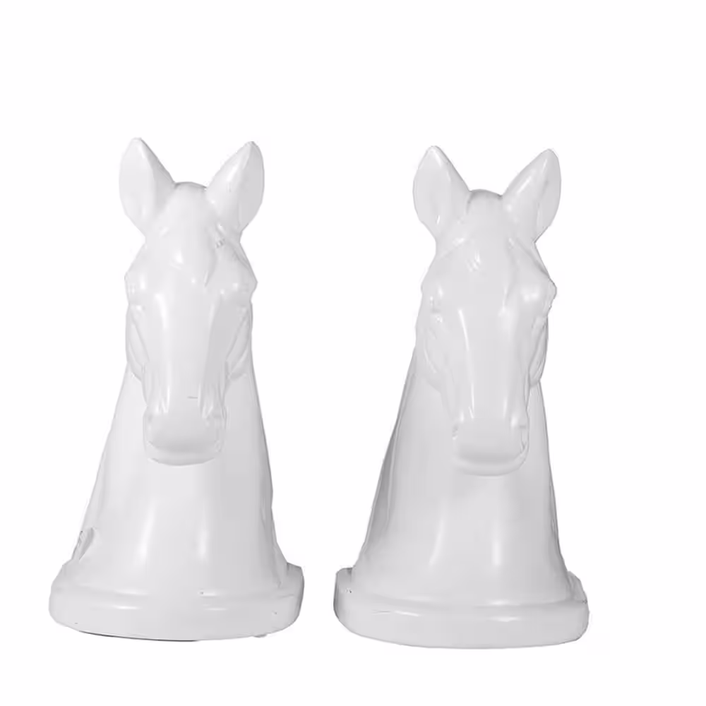 None White Ceramic Unthemed Bookends (2-Pack)