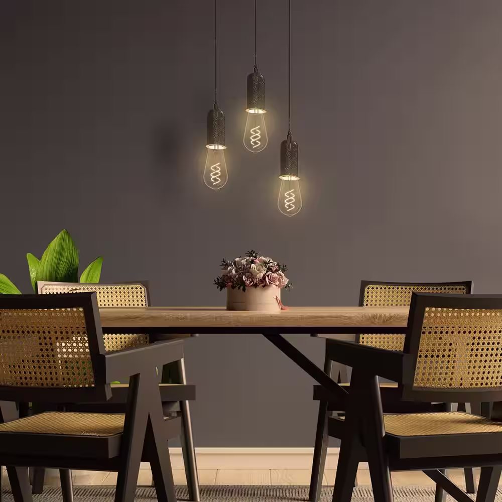 Feit Electric 40-Watt Equivalent ST19 Dimmable Double Spiral White Filament Clear E26 Vintage Edison LED Light Bulb, Soft White 2700K