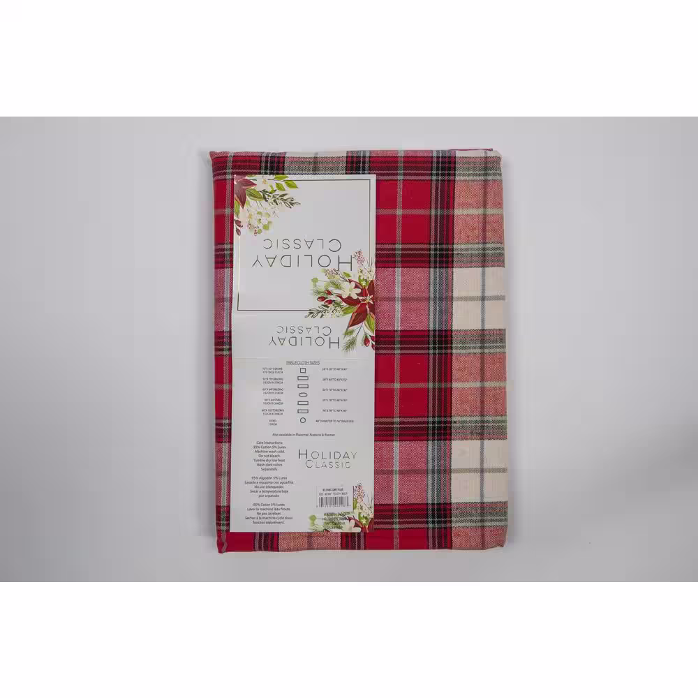 Lintex 60 in. x 102 in. Red Comfy Plaid 95% Cotton 5% Lure x  Tablecloth