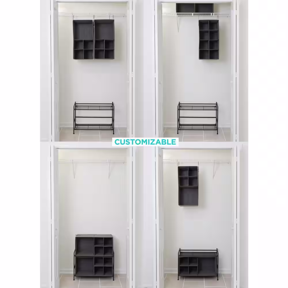 Flipshelf 26.75 in. W Black 2 Shelf Freestanding Wire Closet System