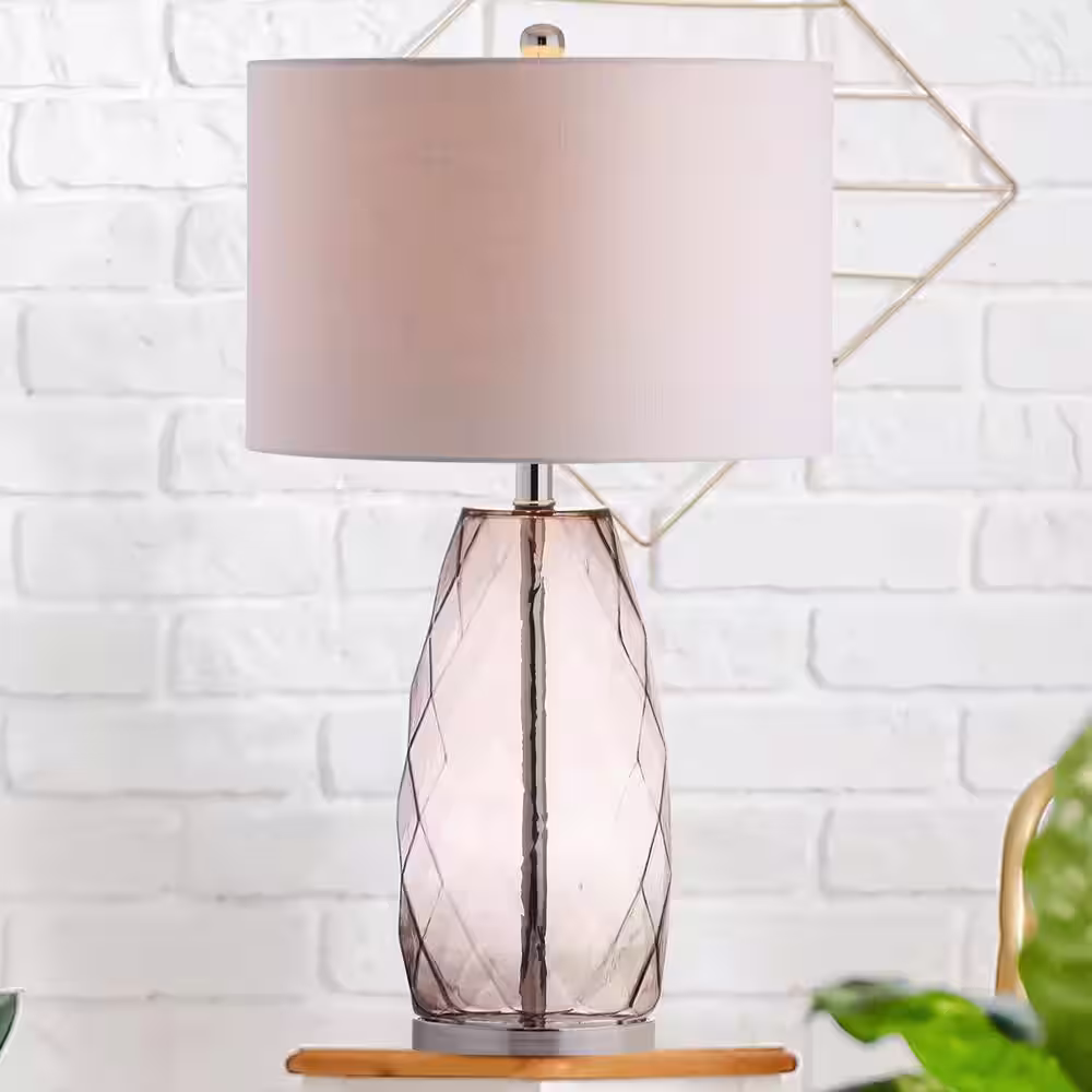 JONATHAN Y Juliette 26.5 in. Smoked Gray Glass/Metal LED Table Lamp