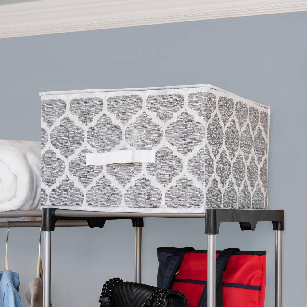 Home Basics 10 in. H x 16 in. W x 16 in. D Gray Fabric Cube Storage Bin