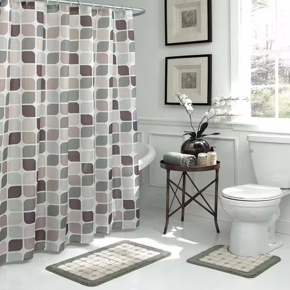 Bath Fusion Zaragoza Sage/Berber 15-Piece Bath Rug and Shower Curtain Set