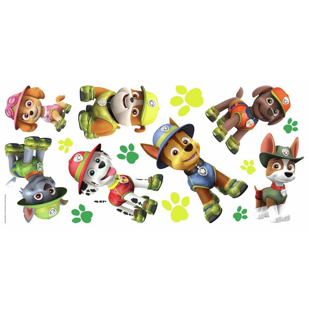 RoomMates 5 in. x 19 in. Paw Patrol Jungle 15-Piece Peel and Stick Giant Wall Decals