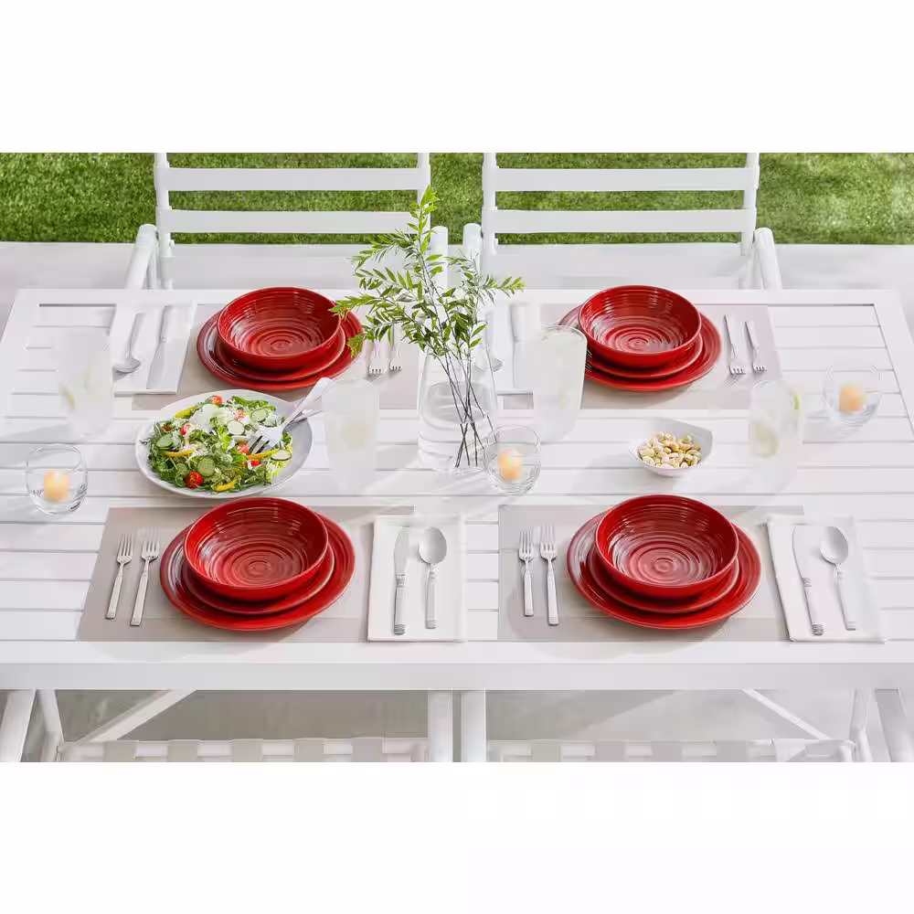 StyleWell Taryn Melamine Salad Plates in Ribbed Chili Red (Set of 6)