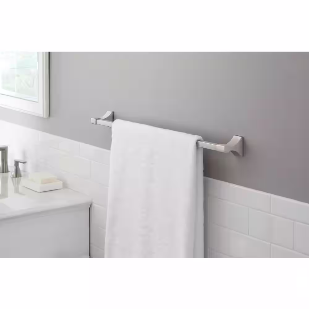 Glacier Bay Leary 24 in. Wall-Mount Towel Bar in Brushed Nickel