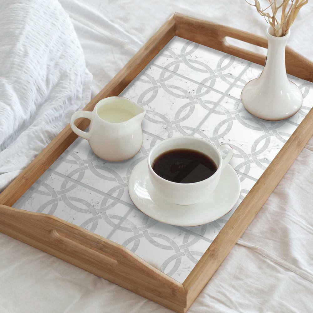 RoomMates White and Grey Interlocking Circle Tile Backsplash Giant Wall Decals