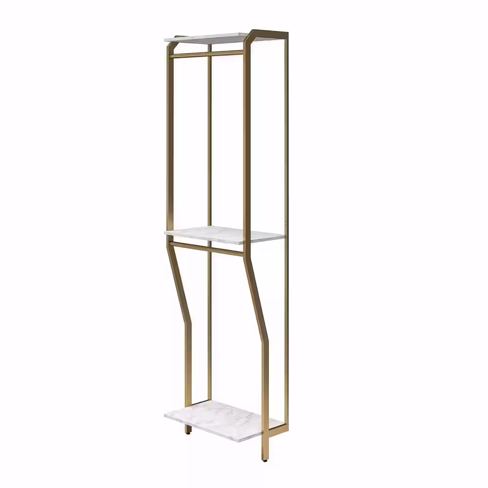 CosmoLiving by Cosmopolitan Gwyneth 24 in. W Wall Mount Adjustable Wood Closet System - Hanging Rods, White Marble