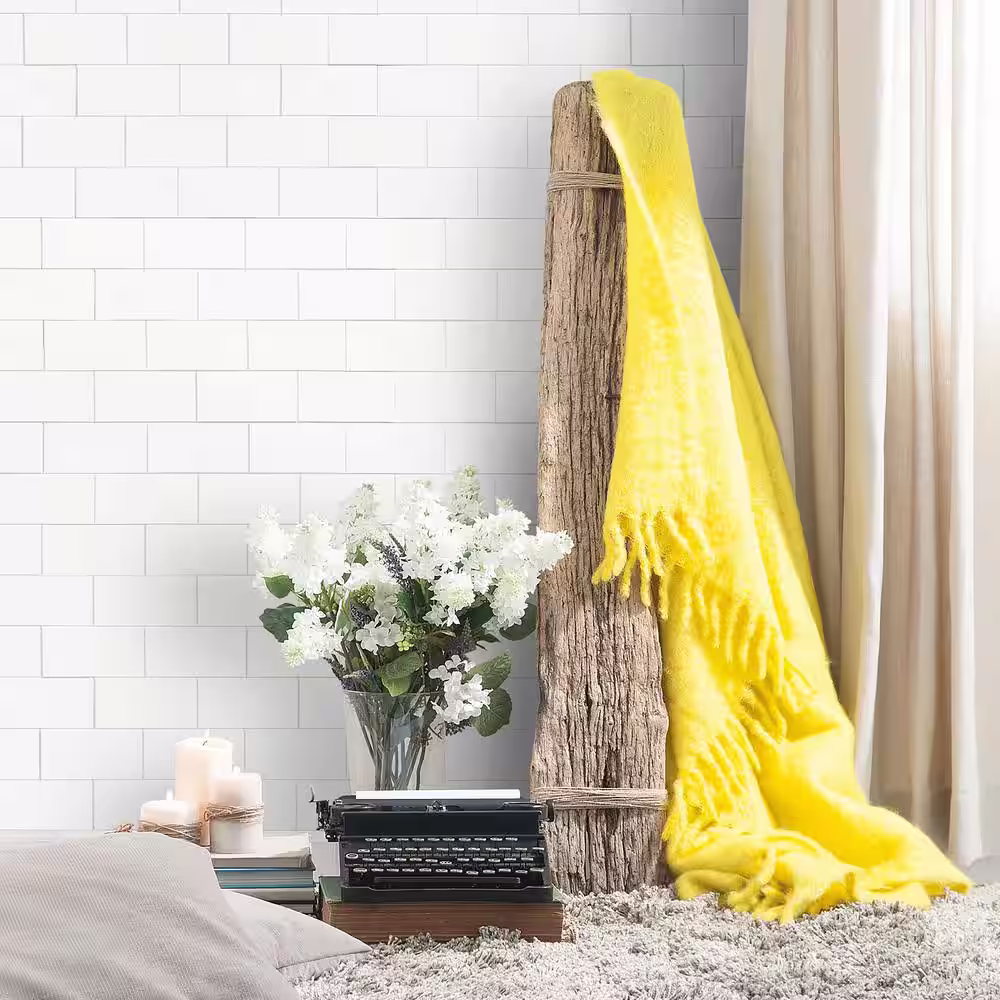 Ivy Hill Tile Luxe Core Subway White 11.81 in. x 11.81 in. SPC Peel and Stick Tile (0.96 Sq. Ft. / Sheet)