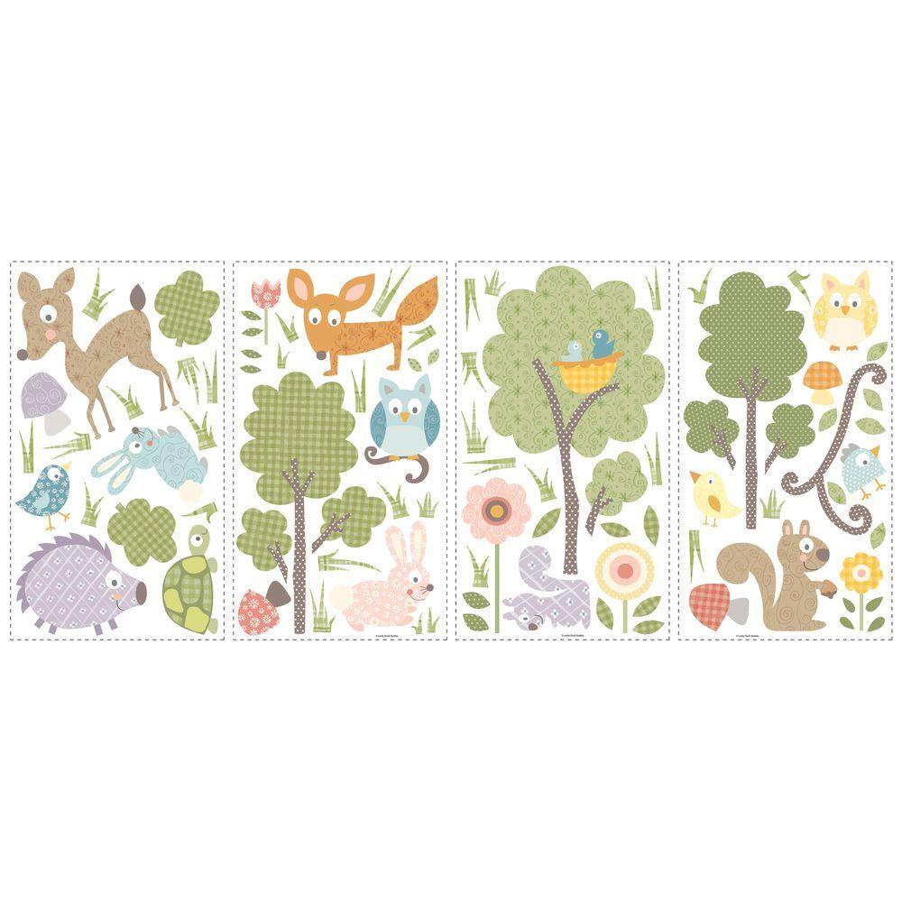 RoomMates 10 in. x 18 in. Woodland Animals 89-Piece Peel and Stick Wall Decals