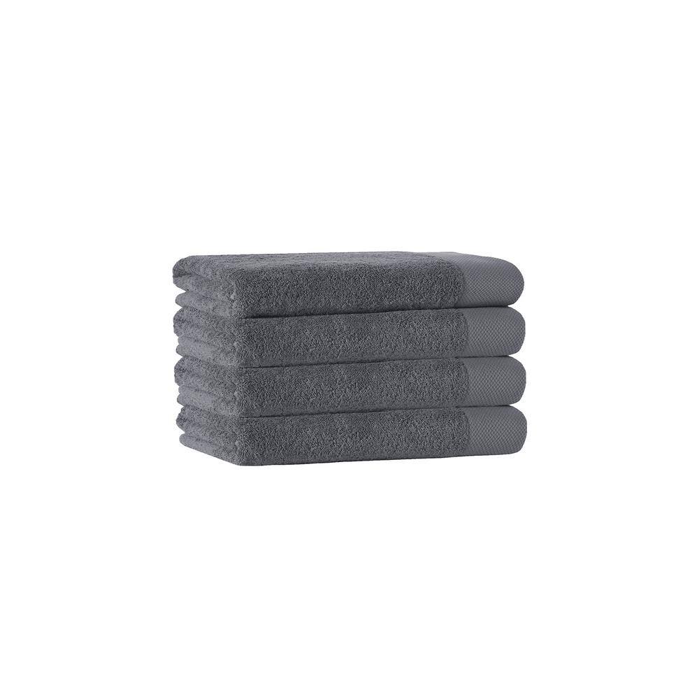 None Signature 4-Pieces Anthracite Turkish Cotton Hand Towels