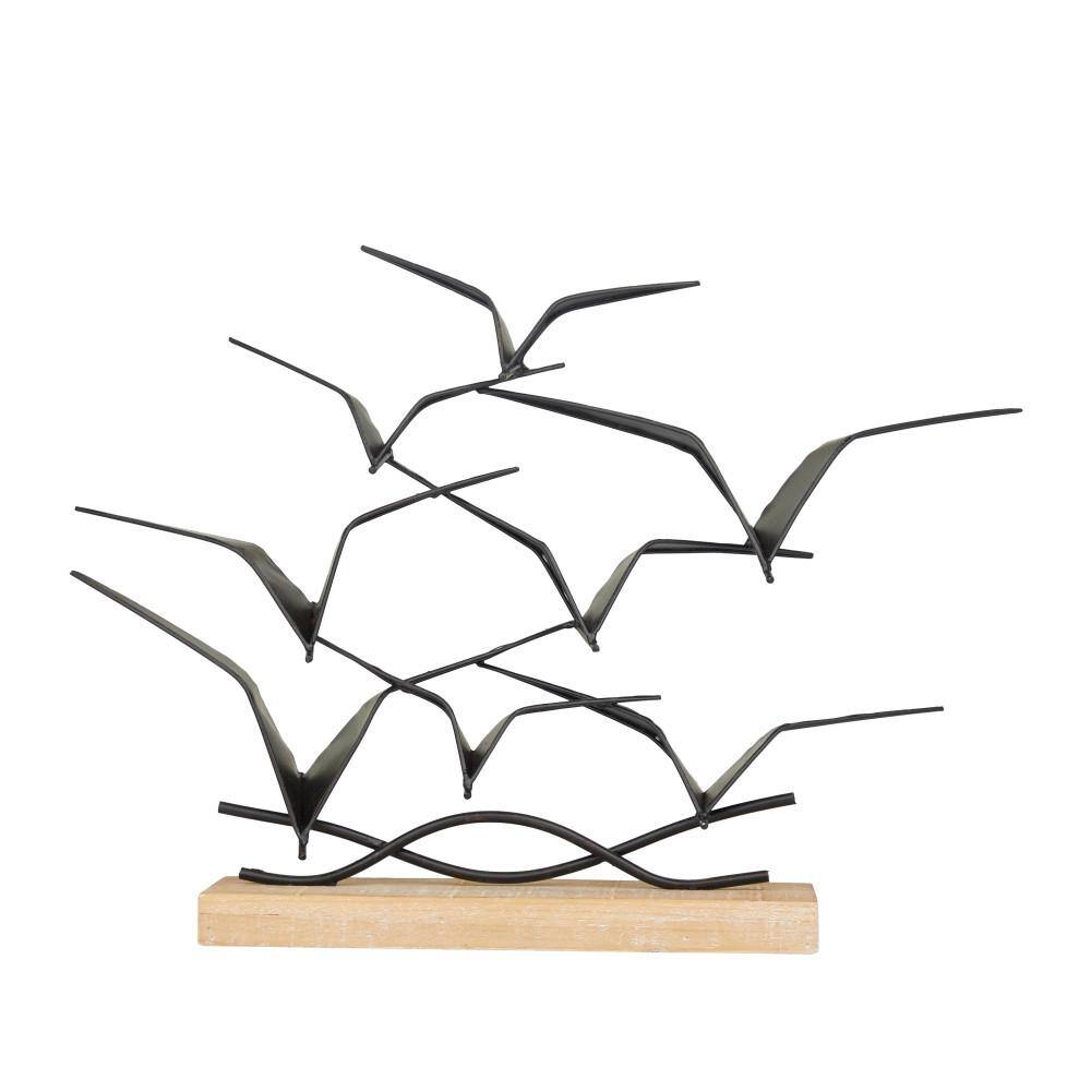 Litton Lane Black Metal Bird Sculpture