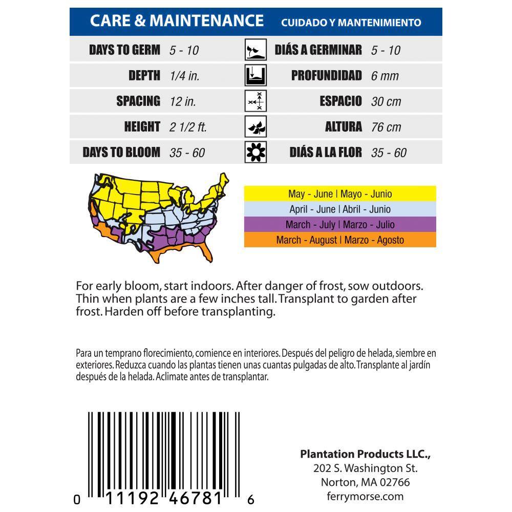 Ferry-Morse Zinnia Giant Double Flowered Mixed Colors Seed
