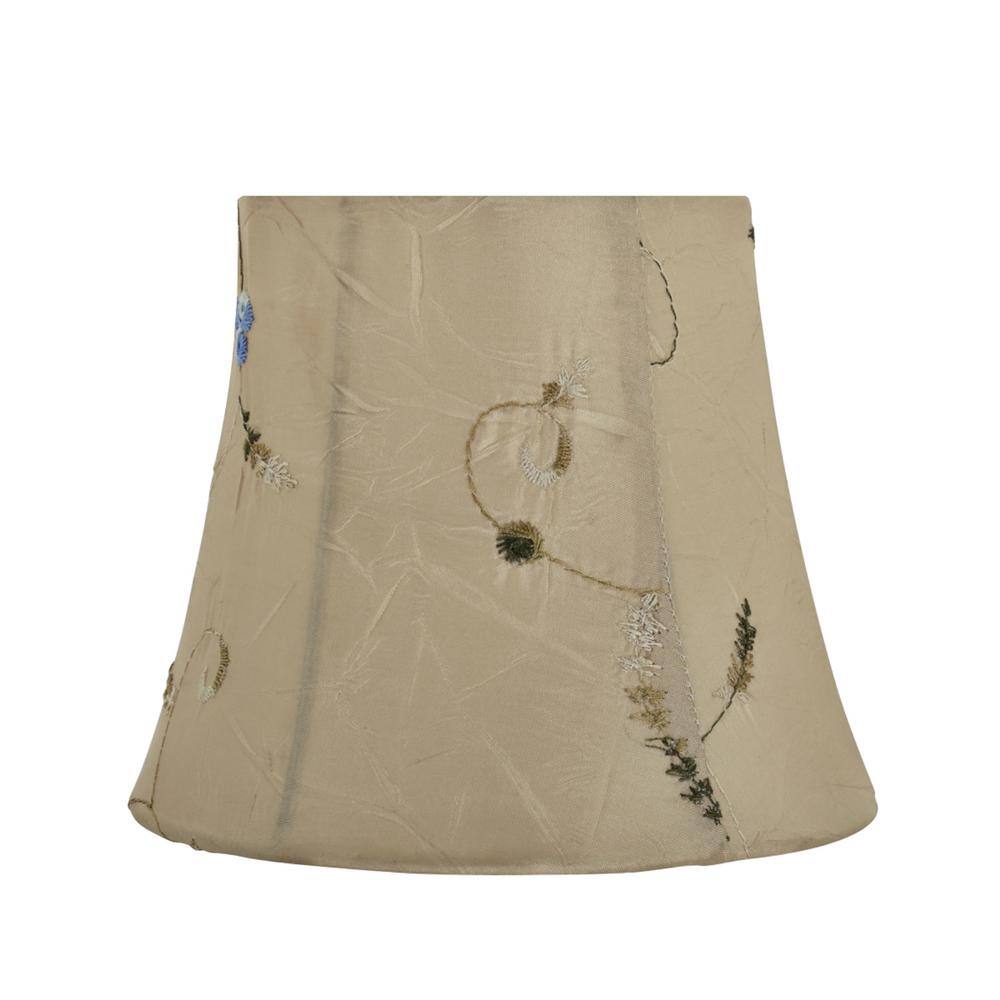 Aspen Creative Corporation 6 in. x 5 in. Gold and Floral Embroidered Design Bell Lamp Shade (5-Pack)