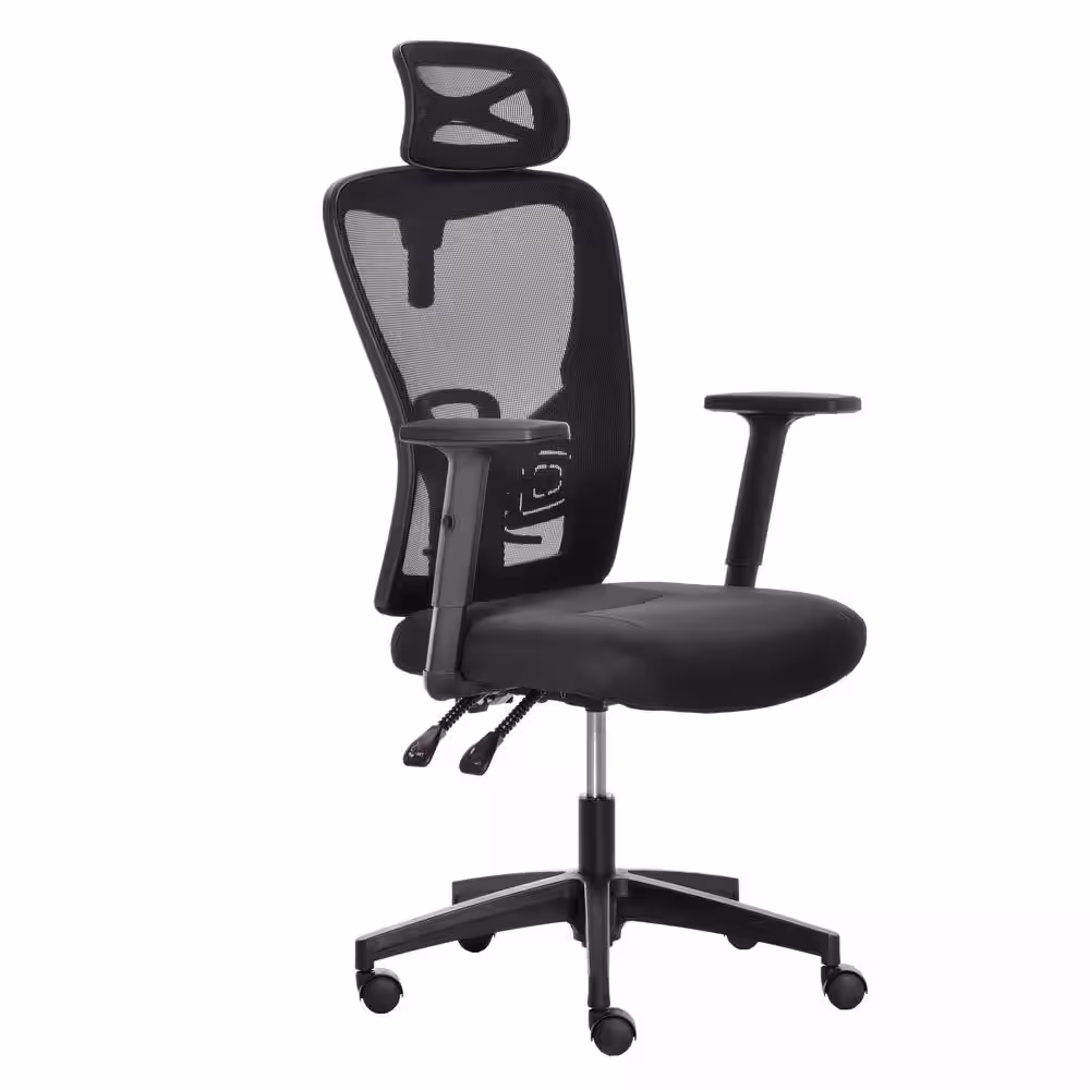 Vinsetto Black, Mesh Home Office Chair High Back Ergonomic Computer Task Chair with Lumbar Back Support, Rotate Headrest