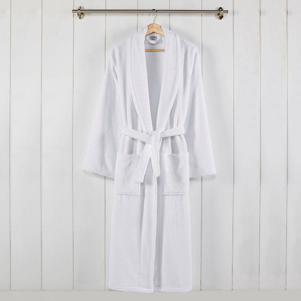 MODERN THREADS 100 % USA Cotton Classic Bathrobe with Shawl Collar White Small/Medium