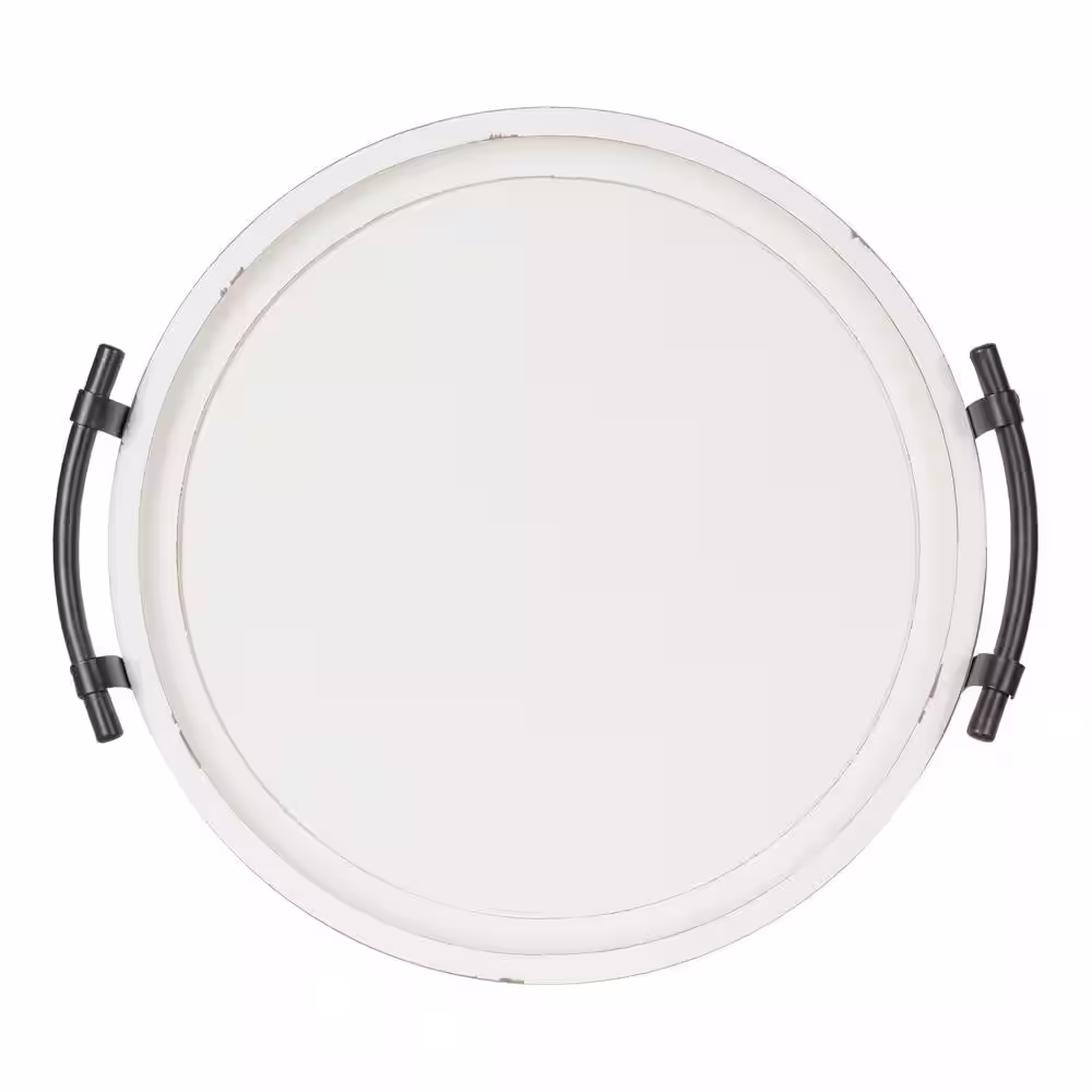 Kate and Laurel Bruillet 15 in. x 17 in. White Round Decorative Tray