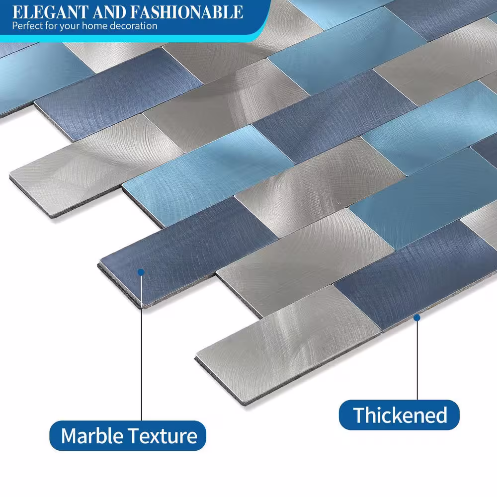 None Blue Metal 12 in. x 12 in. x 0.16 in. Metal Peel and Stick Tile (5 sq. ft./5-Sheets)