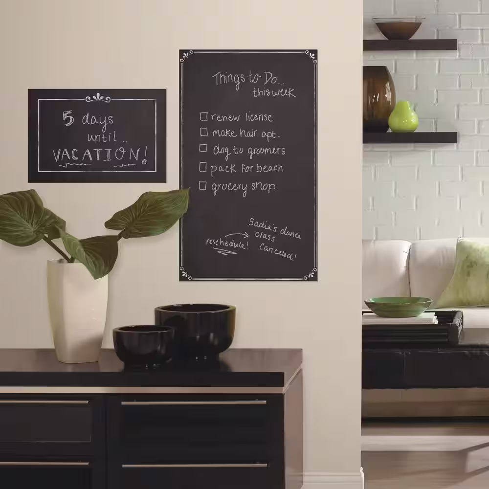 RoomMates 5 in. x 19 in. Decorative Chalkboard 2-piece Peel and Stick Giant Wall Decals