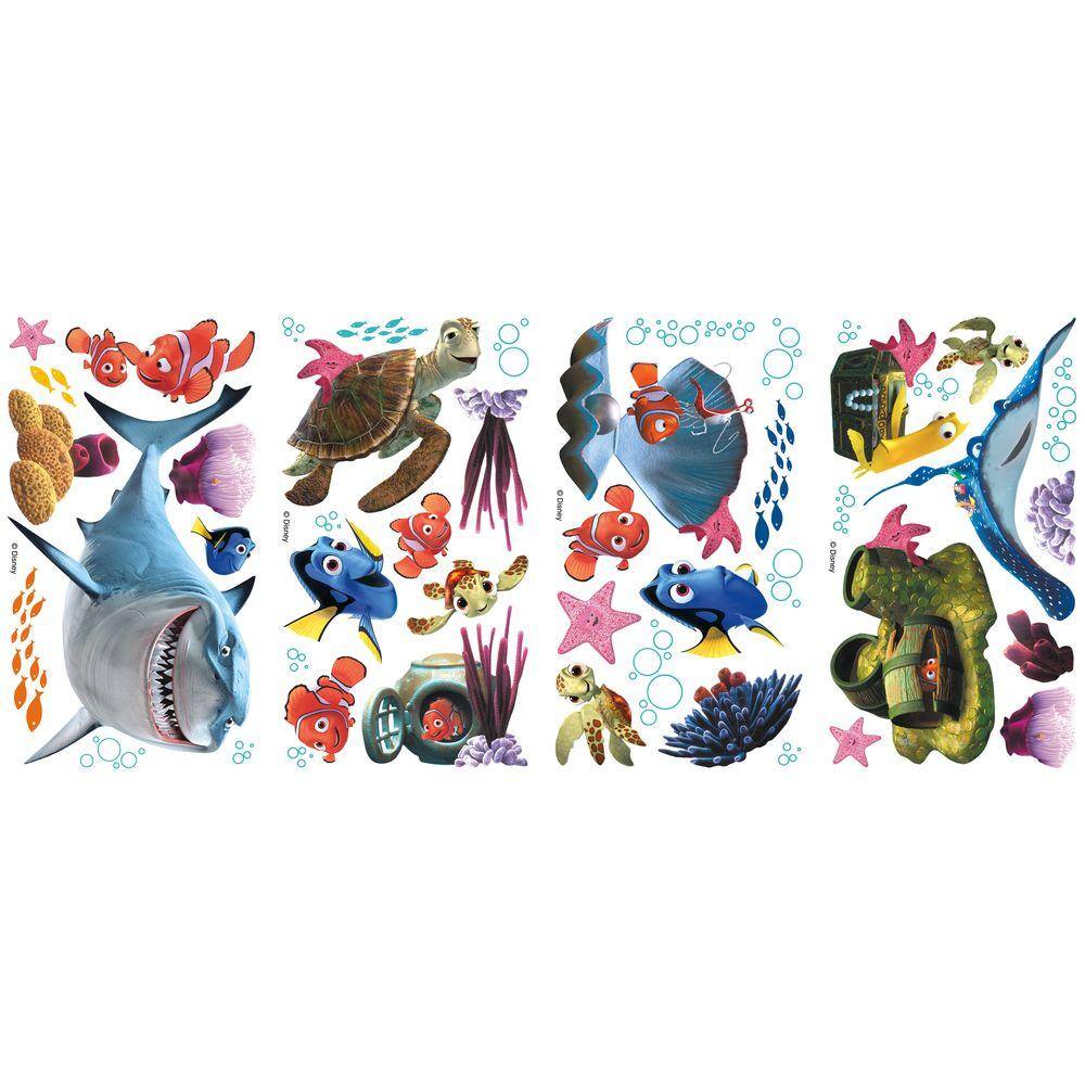 RoomMates 10 in. x 18 in. Finding Nemo 44-Piece Peel and Stick Wall Decals