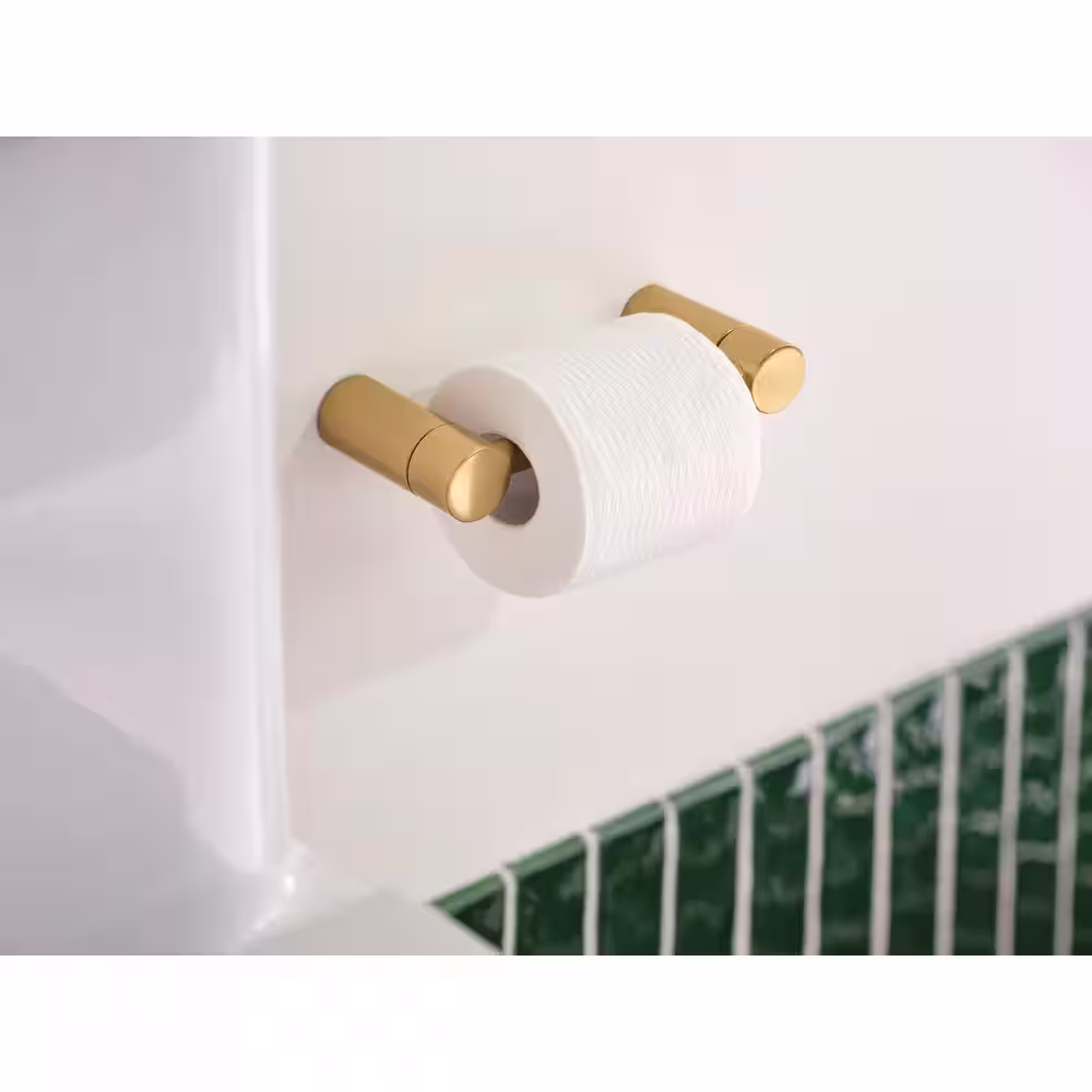 MOEN Align Double Post Wall Mount Pivoting Toilet Paper Holder in Brushed Gold