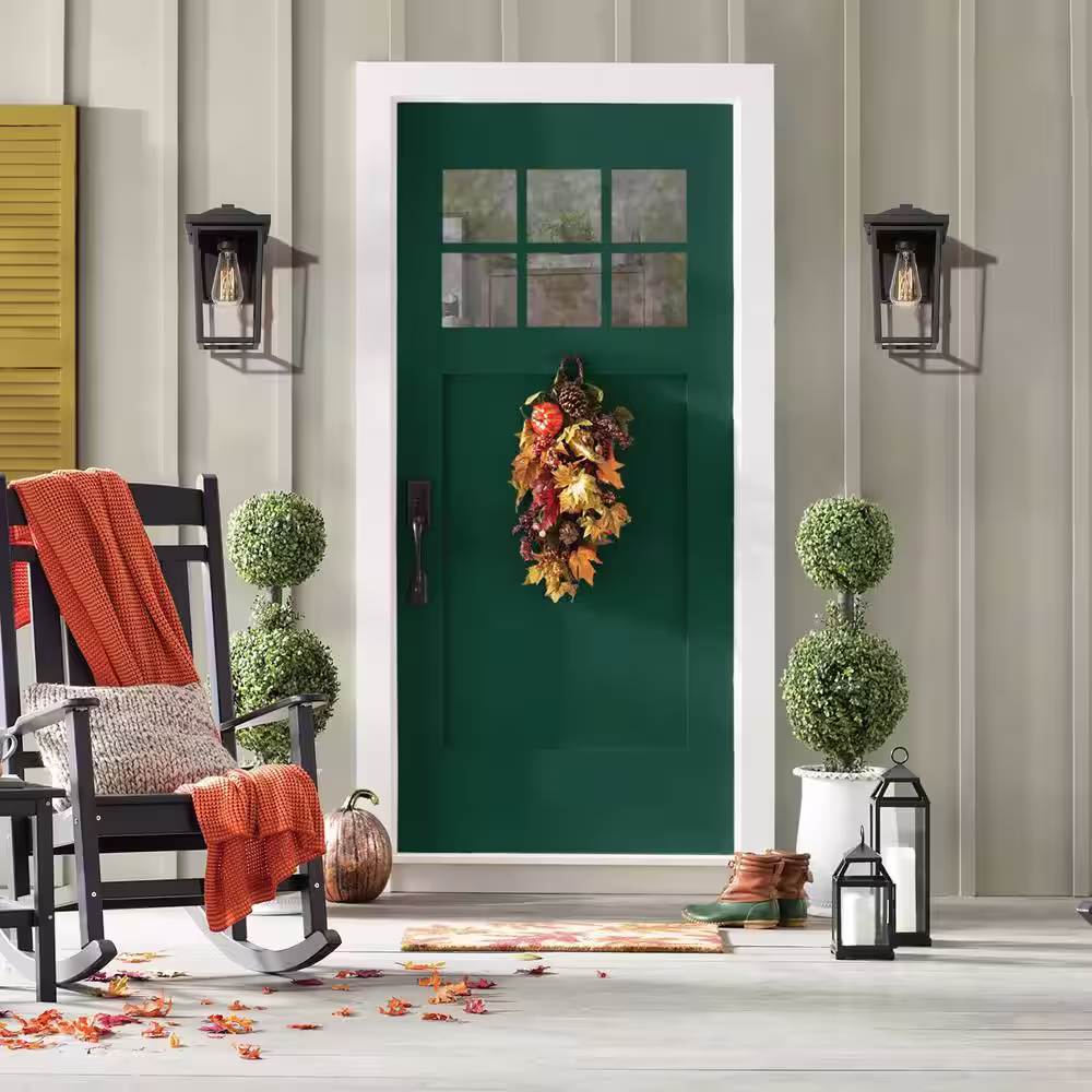 LNC Textured Black 1-Light Modern Lantern Outdoor Sconce Clear Glass Shade Hardwired Weather Resistant Outdoor Wall Light