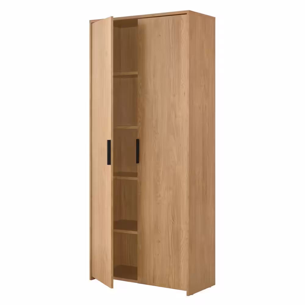 StyleWell Braxten Light Oak Brown Storage Cabinet with Double Panel Doors (71