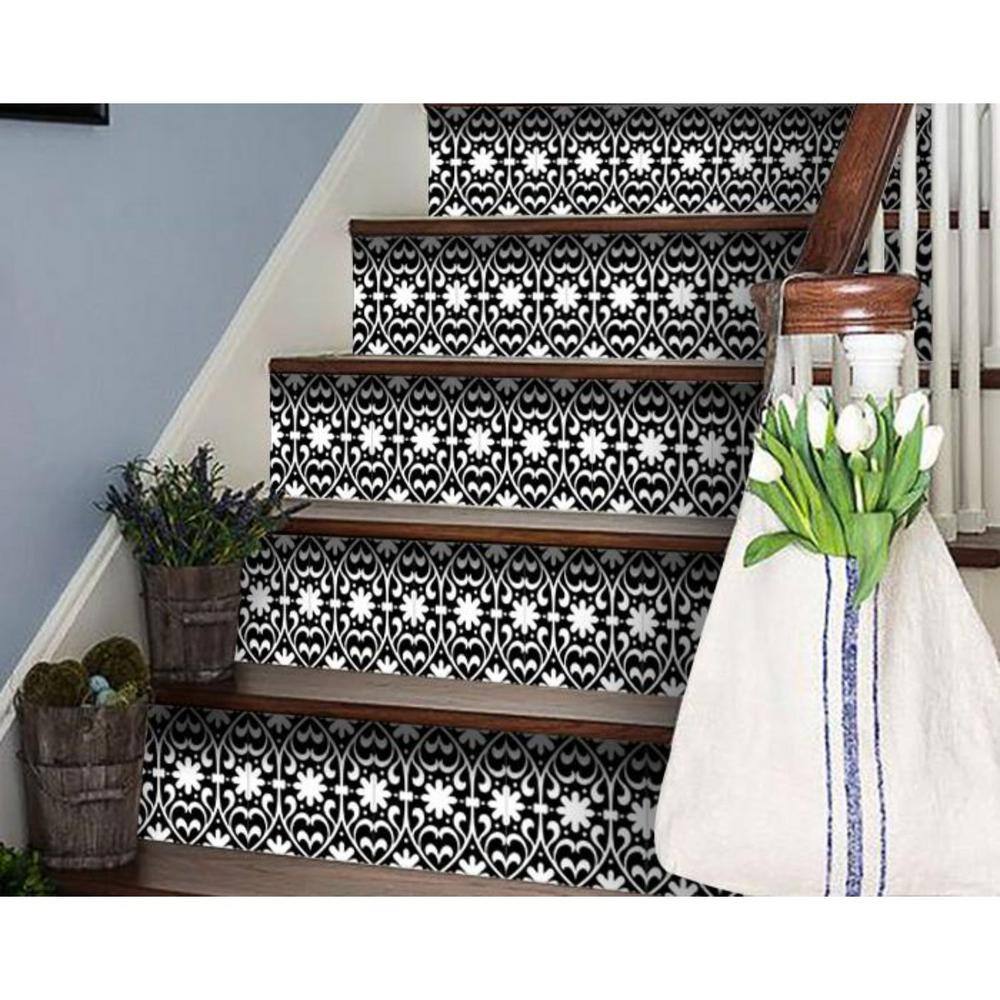 HomeRoots Black/White 7 in. x 7 in. Vinyl Peel and Stick Removable Tile Stickers (8.16 sq. ft./Pack)