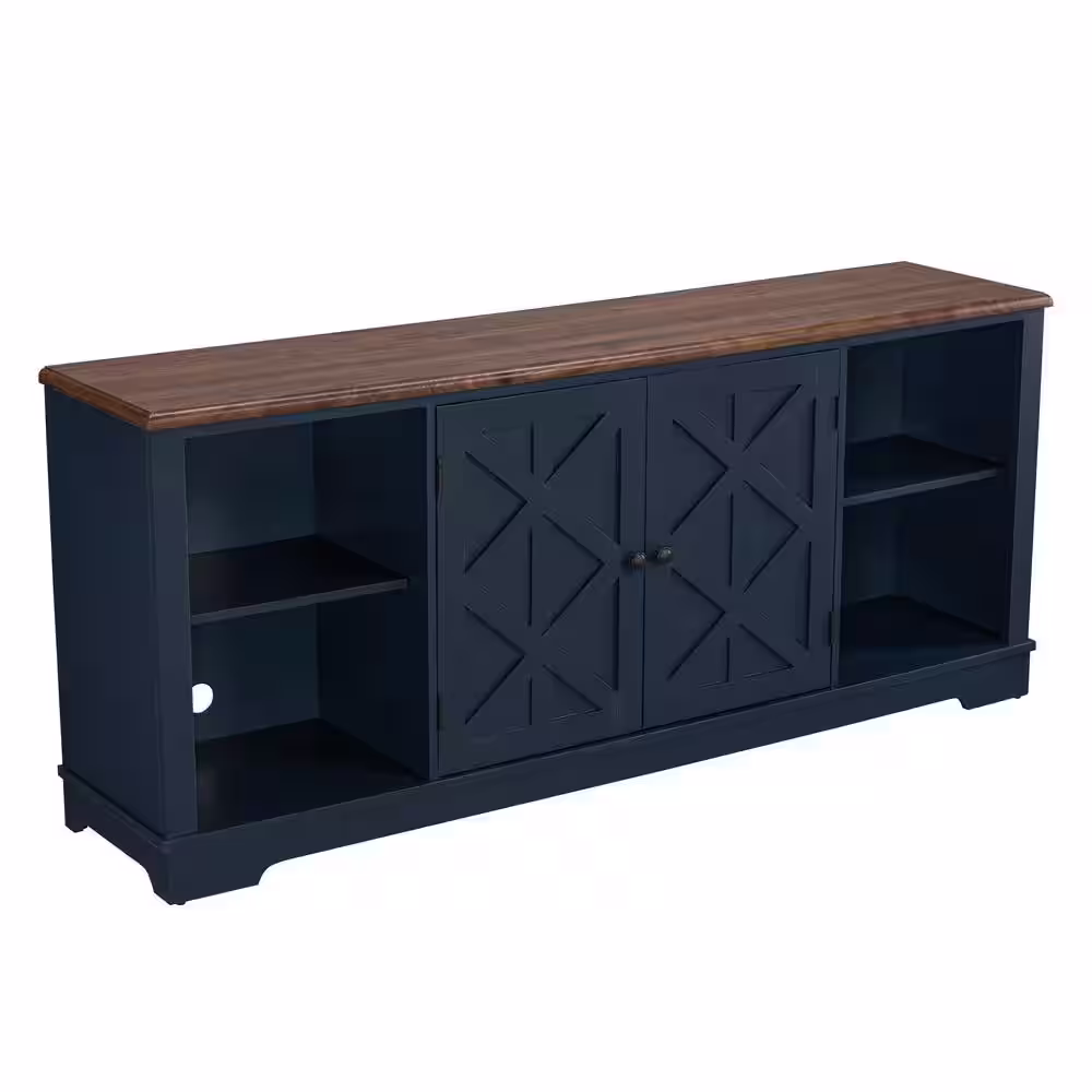 None 70 in. Navy TV Stand for TVs Upto 78 in.