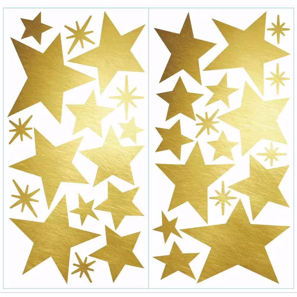 RoomMates 5 in. x 11.5 in. Star 33-Piece Peel and Stick Wall Decals with Foil
