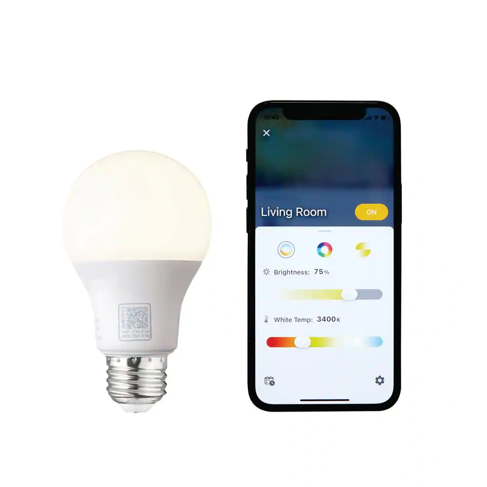 EcoSmart 60-Watt Equivalent Smart A19 Color Changing CEC LED Light Bulb with Voice Control (1-Bulb) Powered by Hubspace