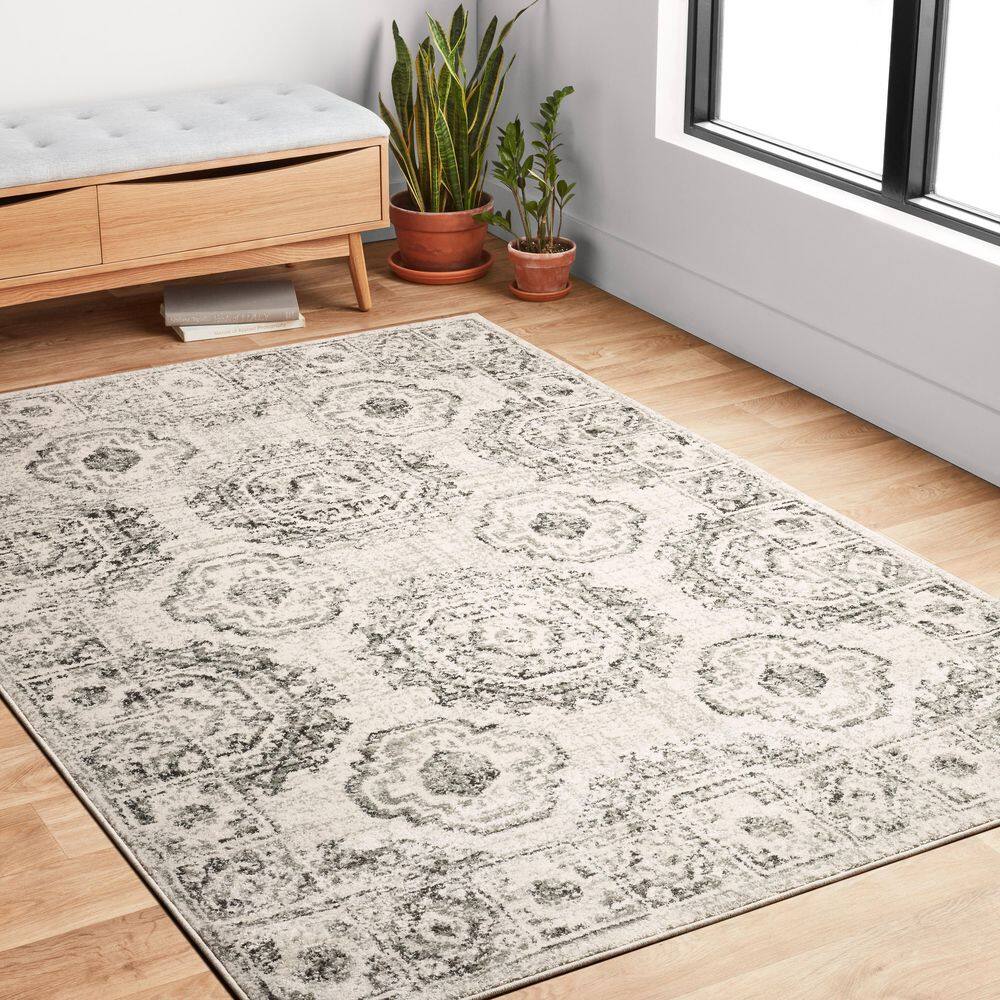 Home Decorators Collection Vivian Charcoal/Ivory 5 Ft. x 8 Ft. Geometric Global Area Rug