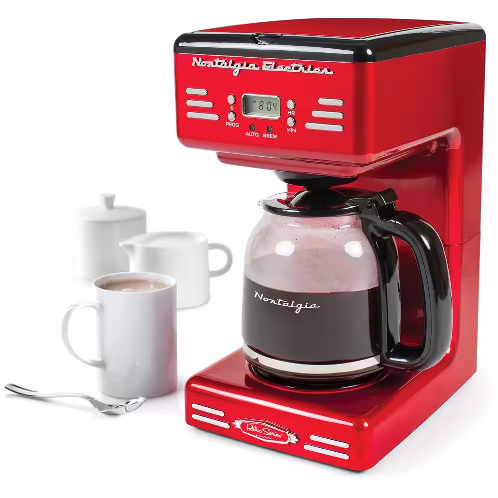 Nostalgia 12 Cup Retro Coffee Maker in Red