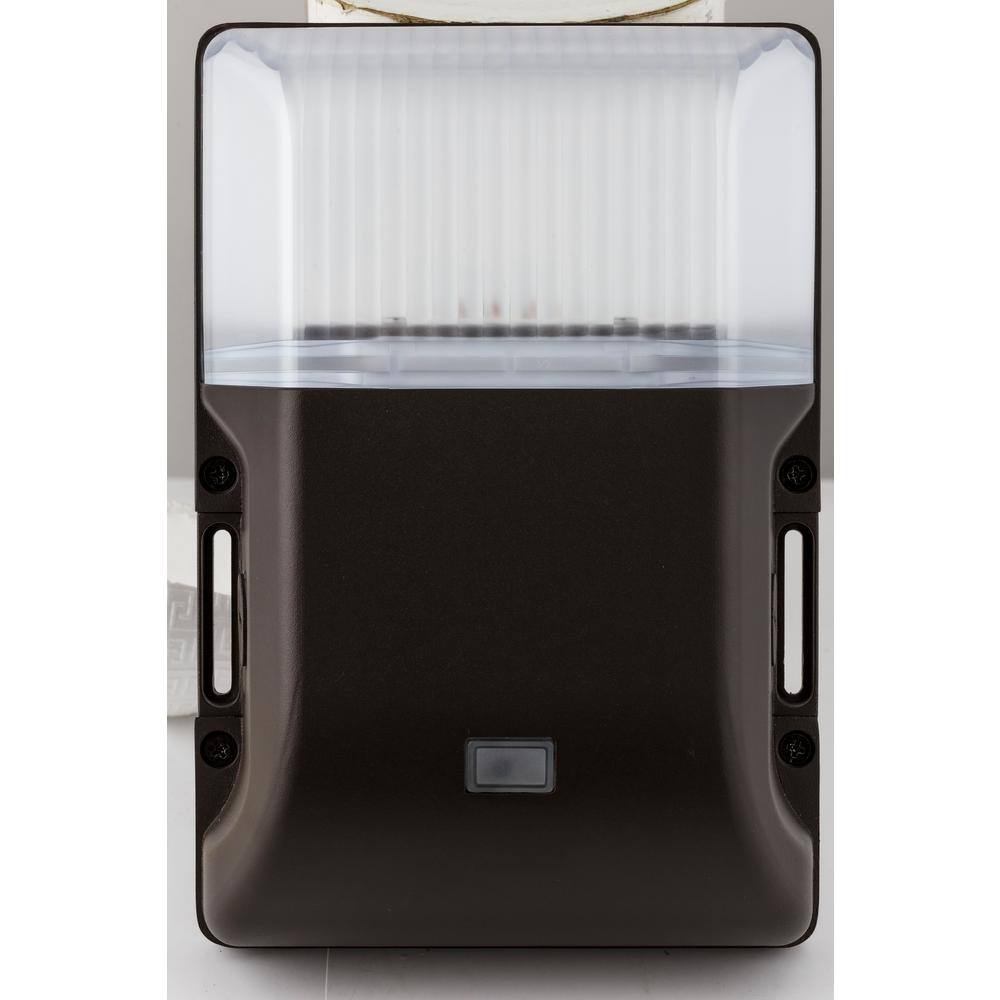 Sunlite 60-Watt Equivalent Integrated LED Bronze Dusk to Dawn Mini Wall Pack Light, Selectable CCT 3000K 4000K 5000K