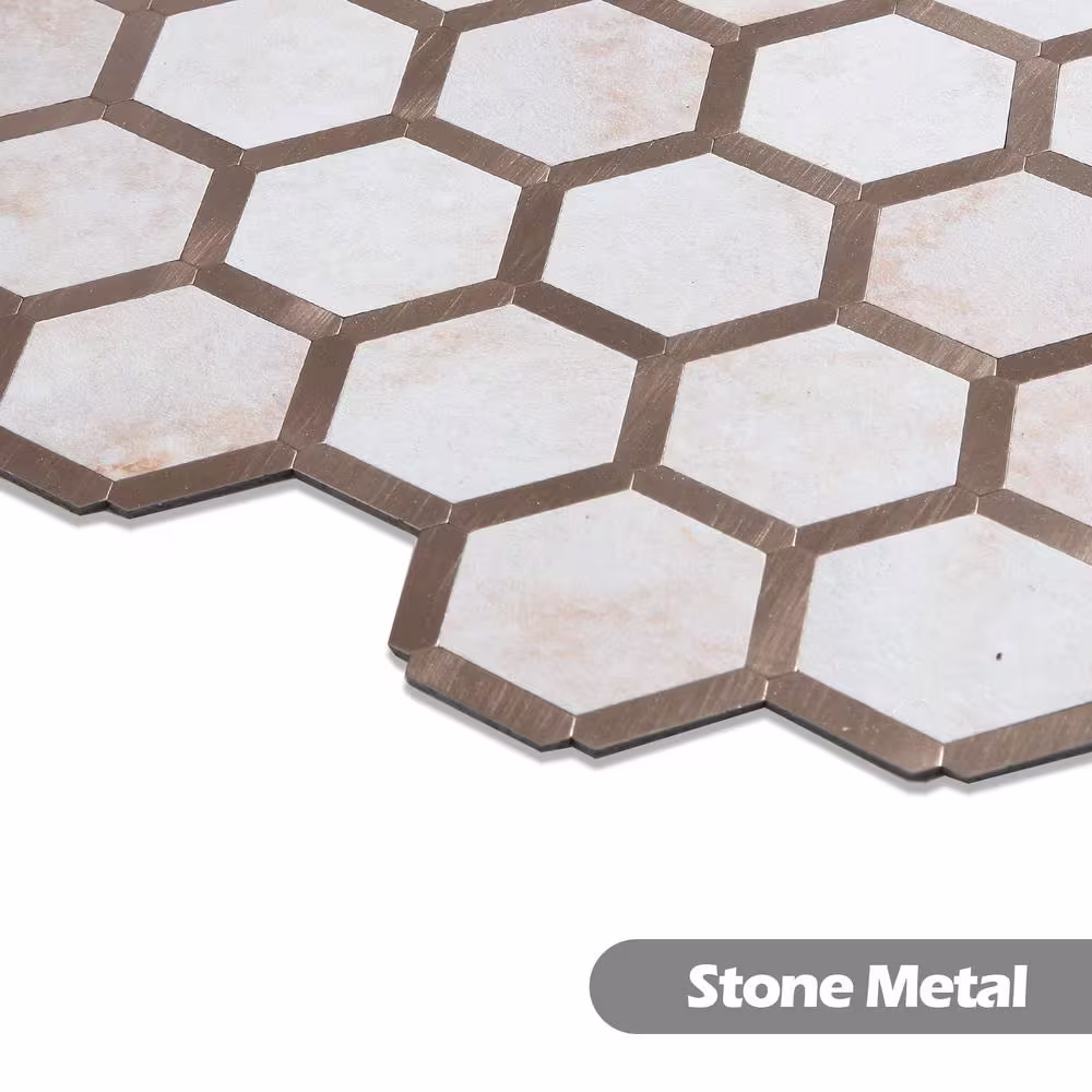 None Hexagon Cloud with Gold 12 in. x 12 in. PVC Peel and Stick Backsplash Wall Tile (5 sq.ft./5-Sheets)