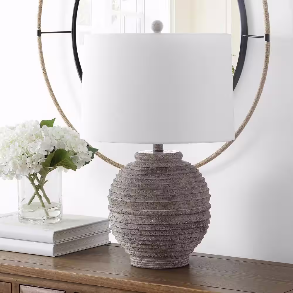 Safavieh Pendri 24 in. Brown Table Lamp with White Shade